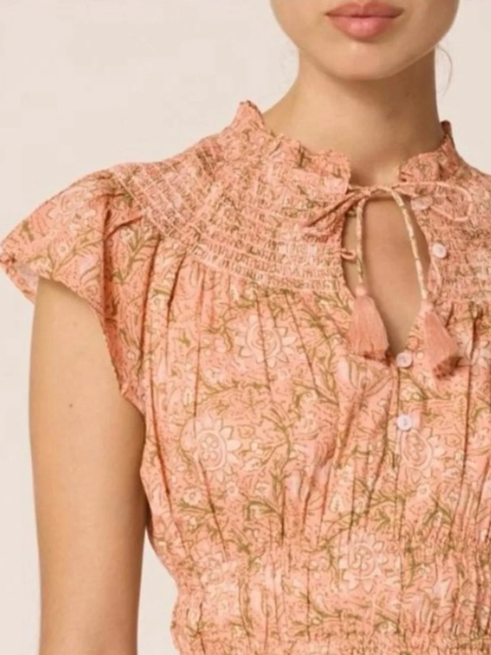 NWT CLEOBELLA Indira Ruffle Tiered Cotton Dress Blush Pink Small - Picture 5 of 7